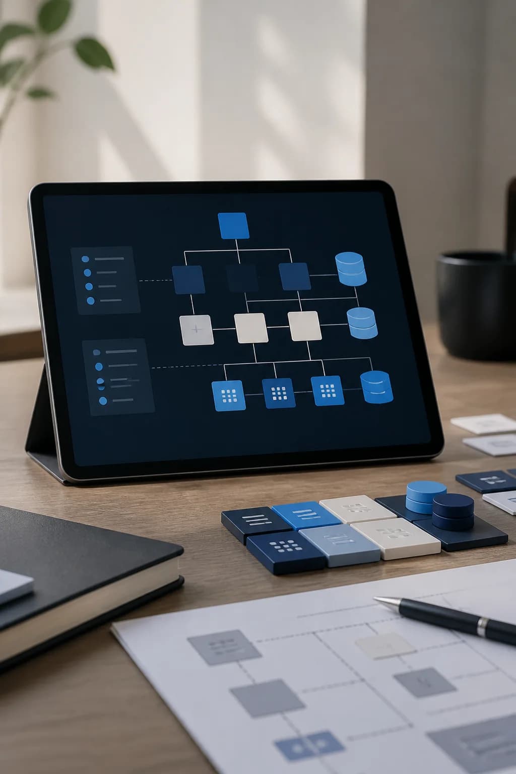 Modulaire softwarearchitectuur met verbonden componenten en databronnen